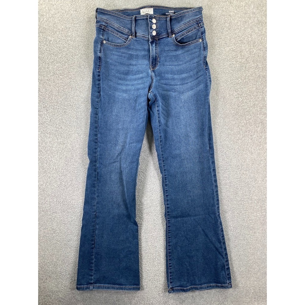 Women's Nicole Miller Soho High Rise Flare Size 8‎ Demin Blue Stretch Jeans